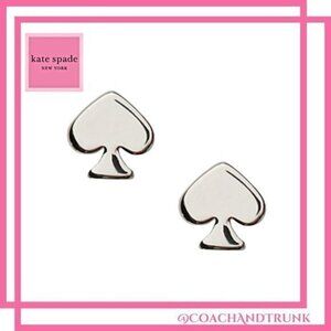 KATE SPADE Signature Spade Silver Stud Earrings With KS Pink Dust Bag NWT